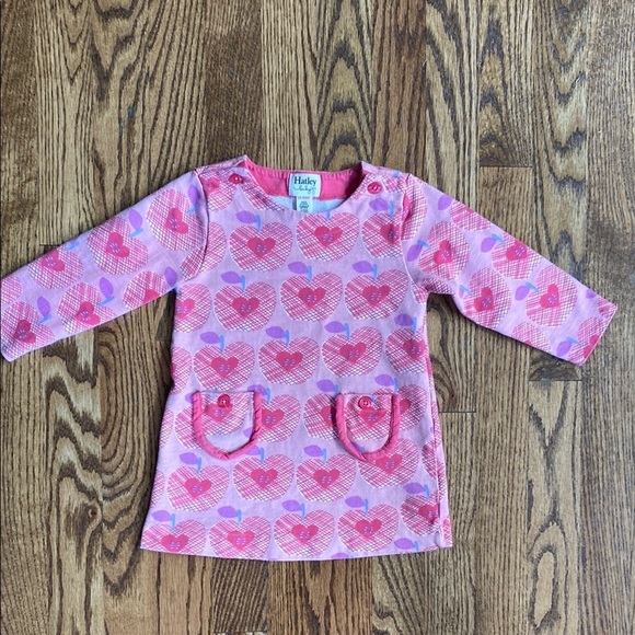Pink and purple with heart apple print, Hatley baby dress, size 18-24 months - Picture 1 of 12